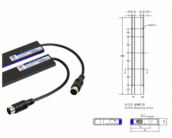 Central Opening Weco Elevator Door Detector 6.6mm Slim For Passenger Lift